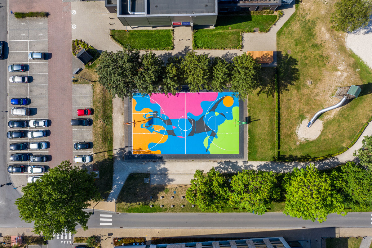 Mural on a basketball court
